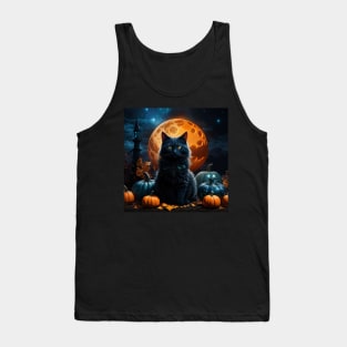 Elegant black cat on Halloween Knight Tank Top